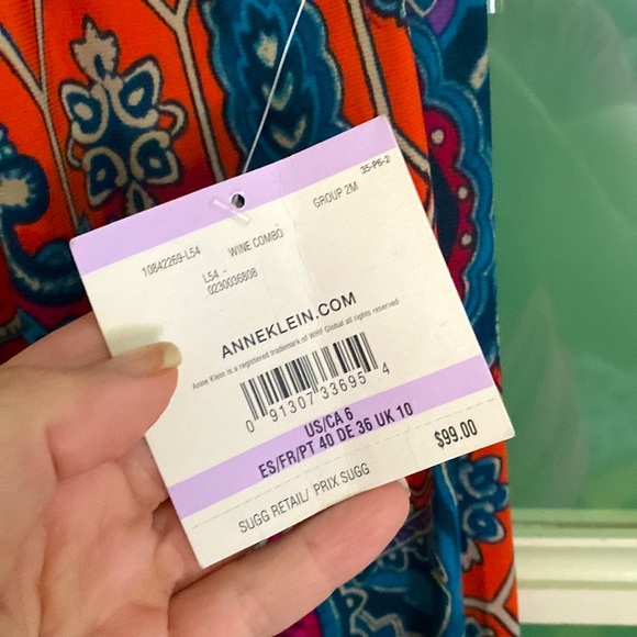 Anne Klein Maxi Halter Dress, Gorgeous Geometric Print, Size 6 - Picture 9 of 14